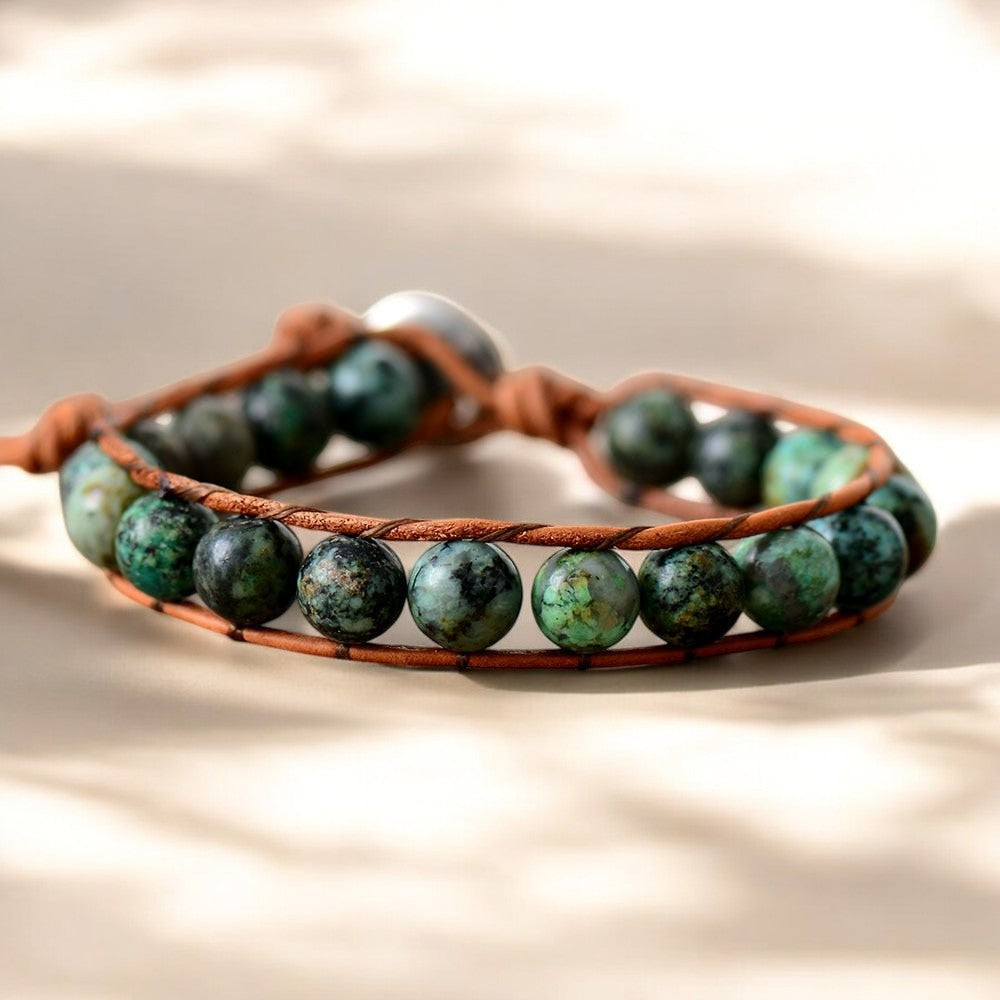Pulseira Boho Masculina de Turquesa Africana