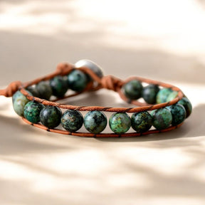 Pulseira Boho Masculina de Turquesa Africana