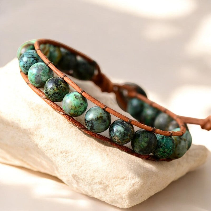 Pulseira Boho Masculina de Turquesa Africana
