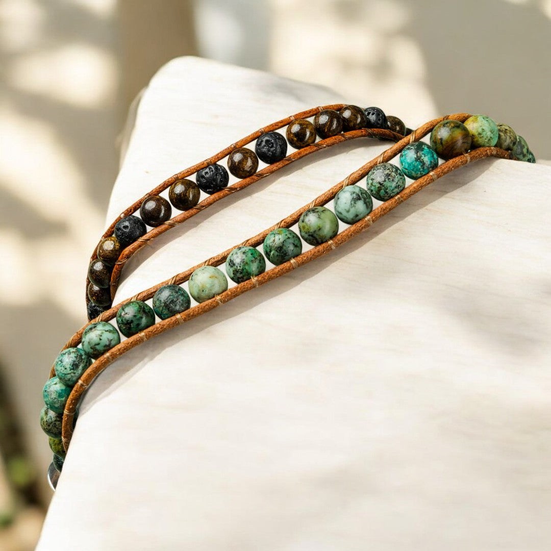 Pulseira Masculina de Bronzite e Lava
