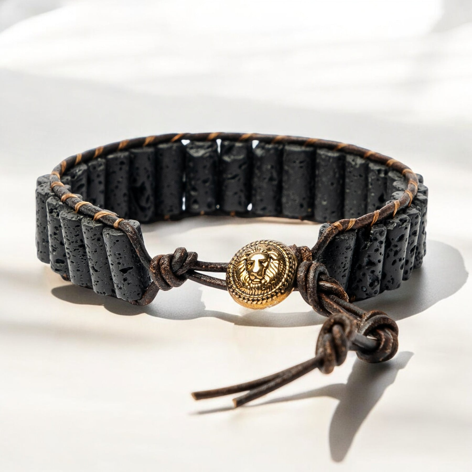 Pulseira Masculina de Pedra Lava