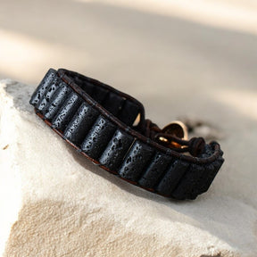 Pulseira Masculina de Pedra Lava