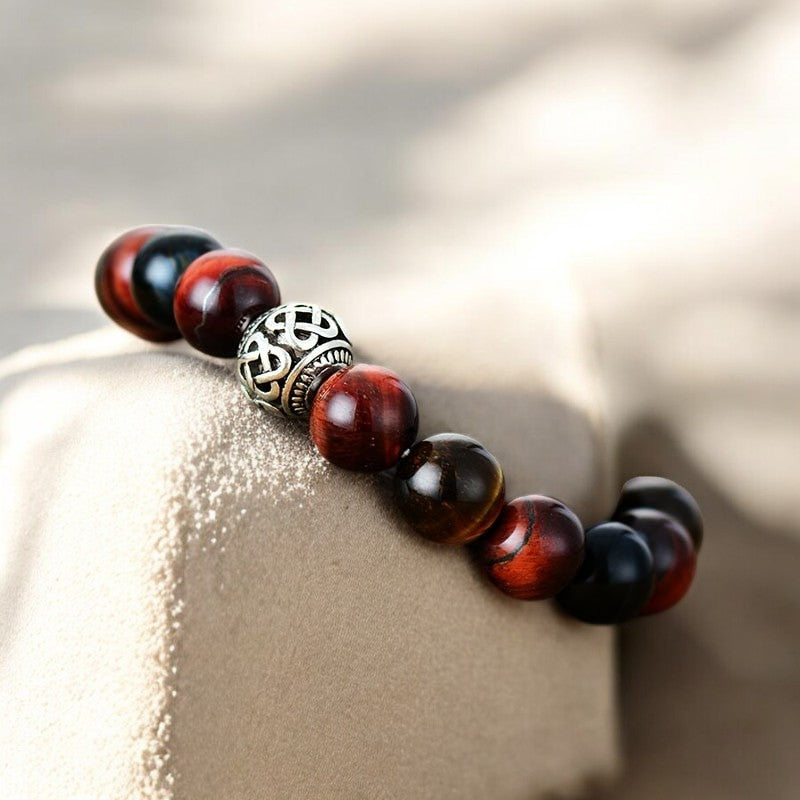 Pulseira masculina de Buda Olho de Tigre Vermelho