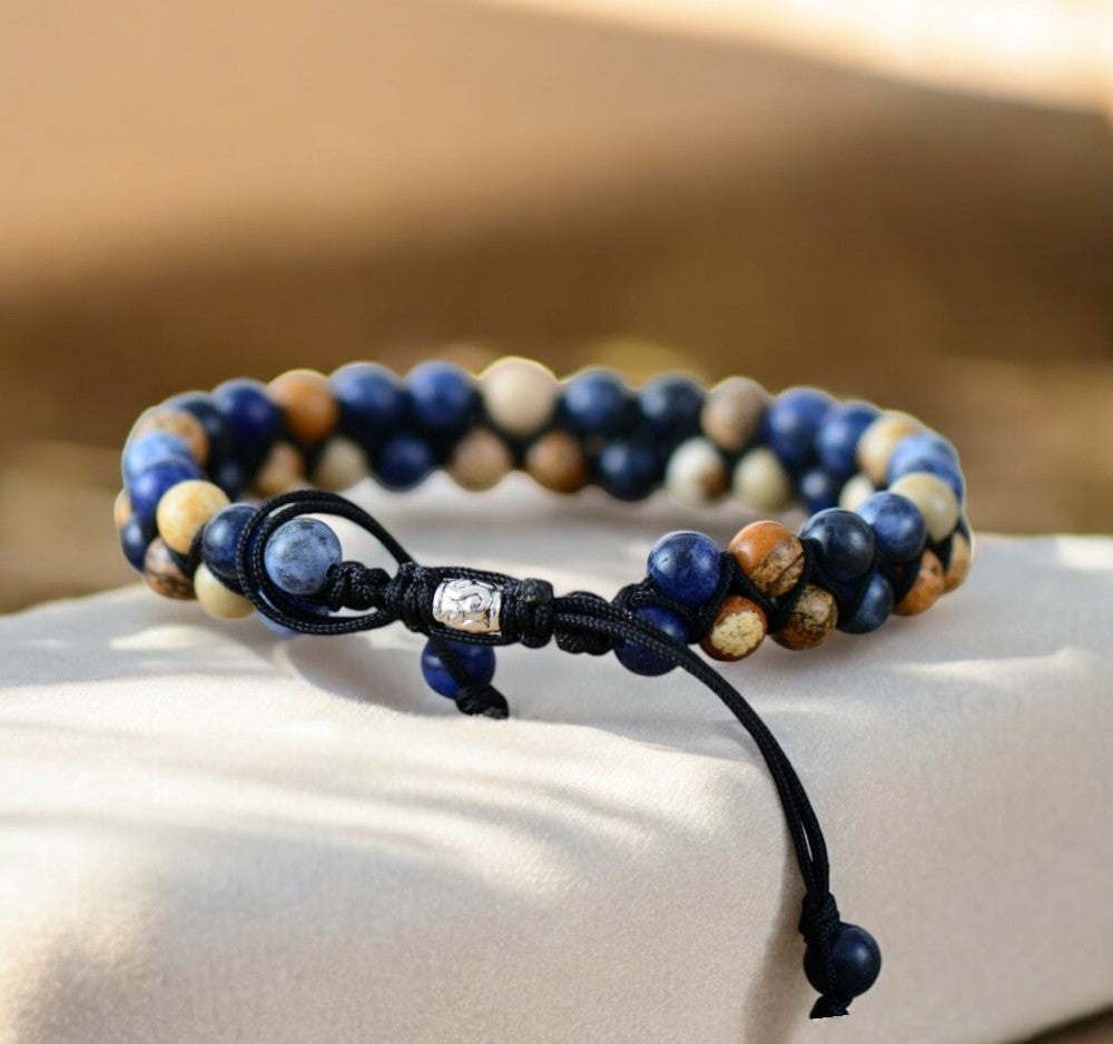 Pulseira masculina de sodalita jaspe