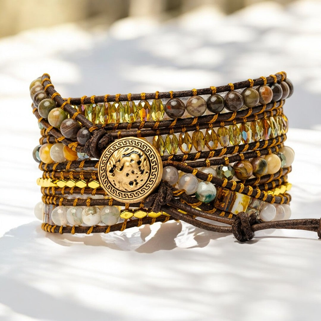 Pulseira Envoltória de Ágata Deusa do Luar