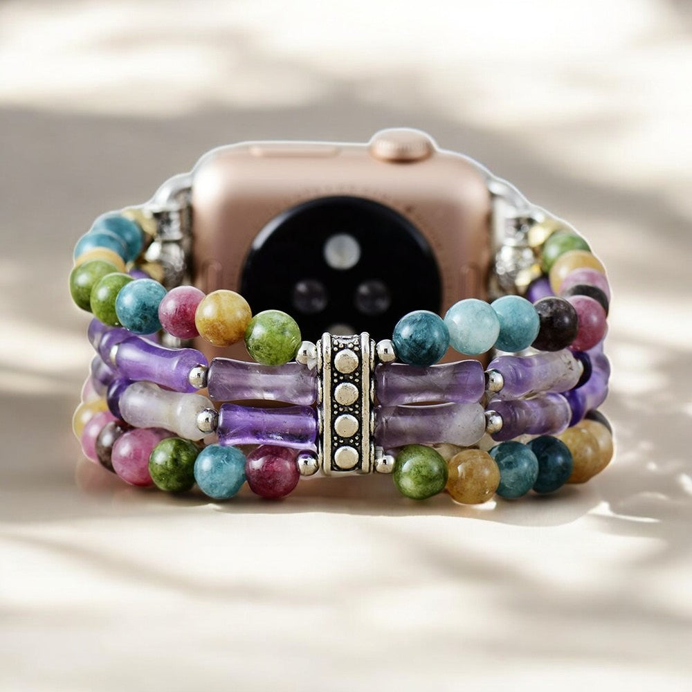Pulseira elástica para Apple Watch em mosaico ametista