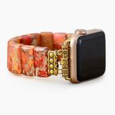 Pulseira Elástica de Jaspe Tibetano Abóbora para Apple Watch