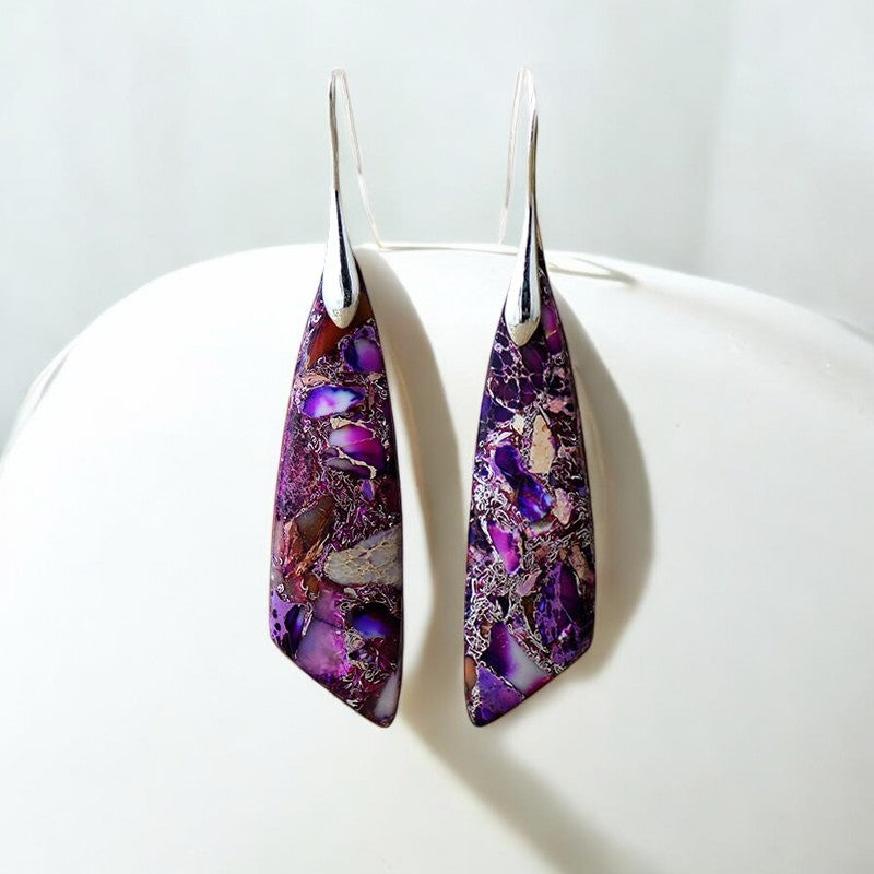 Brincos de Argola com Jaspe Roxo