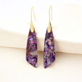 Brincos de Gancho de Jaspe Roxo