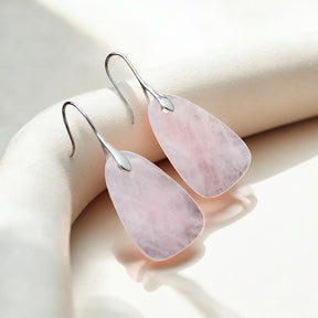 Brincos de Gota com Proteção de Quartzo Rosa