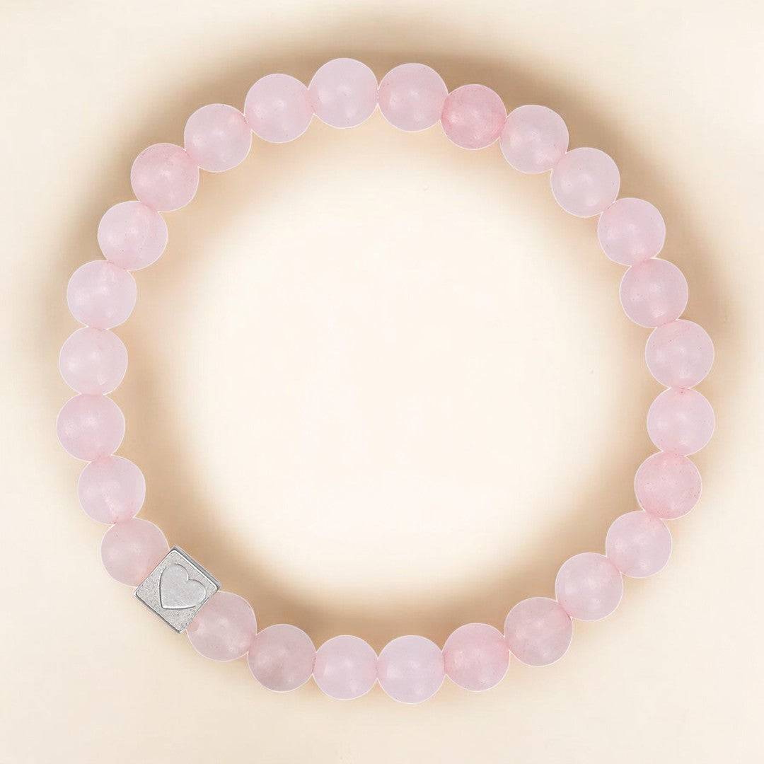 Pulseira de Contas de Amor Prateadas de Dia dos Namorados