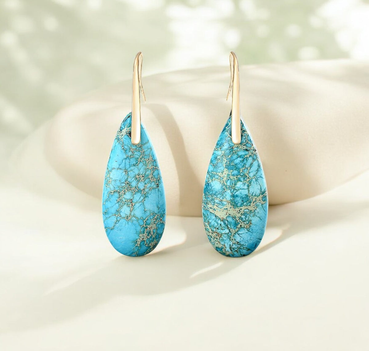 Brincos de Gota de Proteção de Jaspe Turquesa