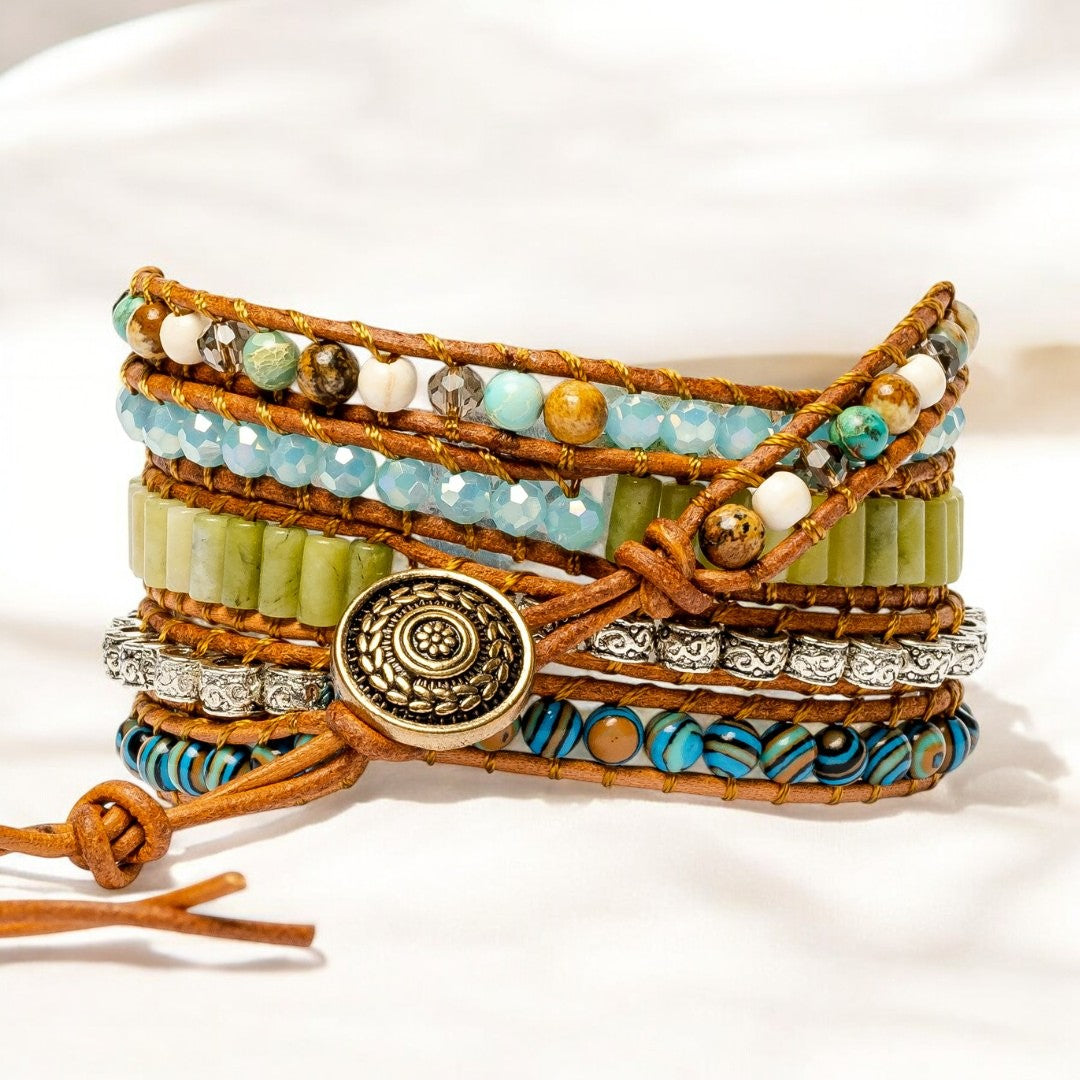 Pulseira de Envoltório de Jaspe Oceano Torcido