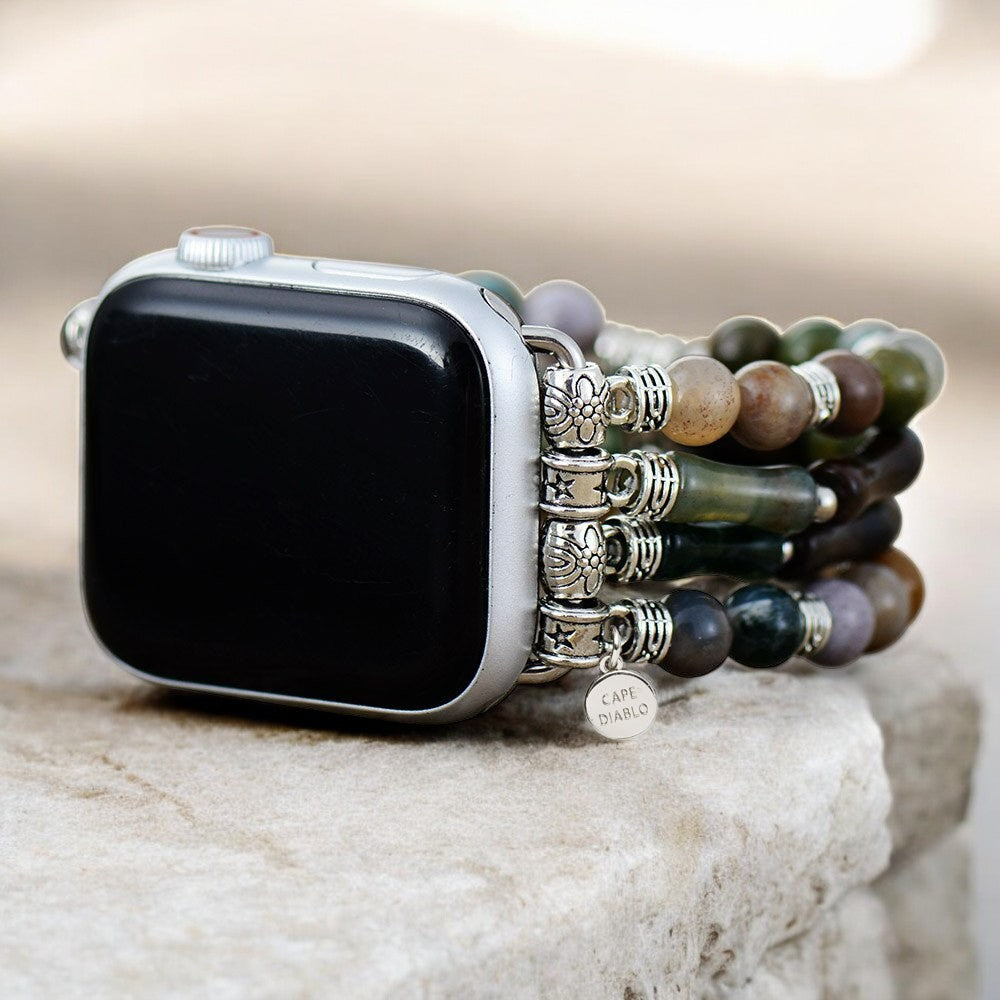 Pulseira Elástica Vintage de Ágata para Apple Watch